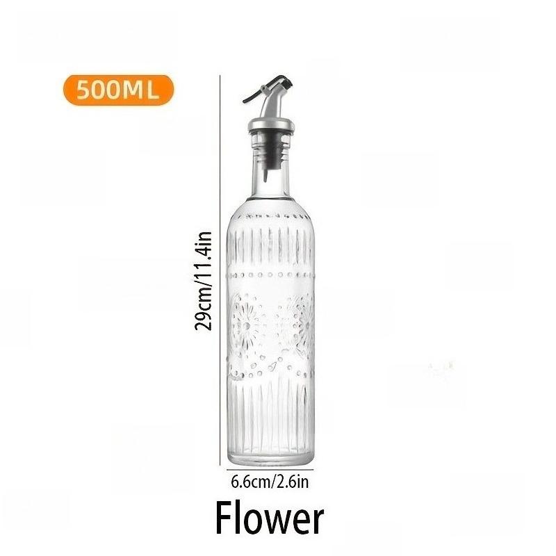 1PCS Oil Bottle Leak-Proof Glass Olive Oil Decanter Round with Pouring Spout, Cooking Oil Container Ideal Gift for Kitchen Tools