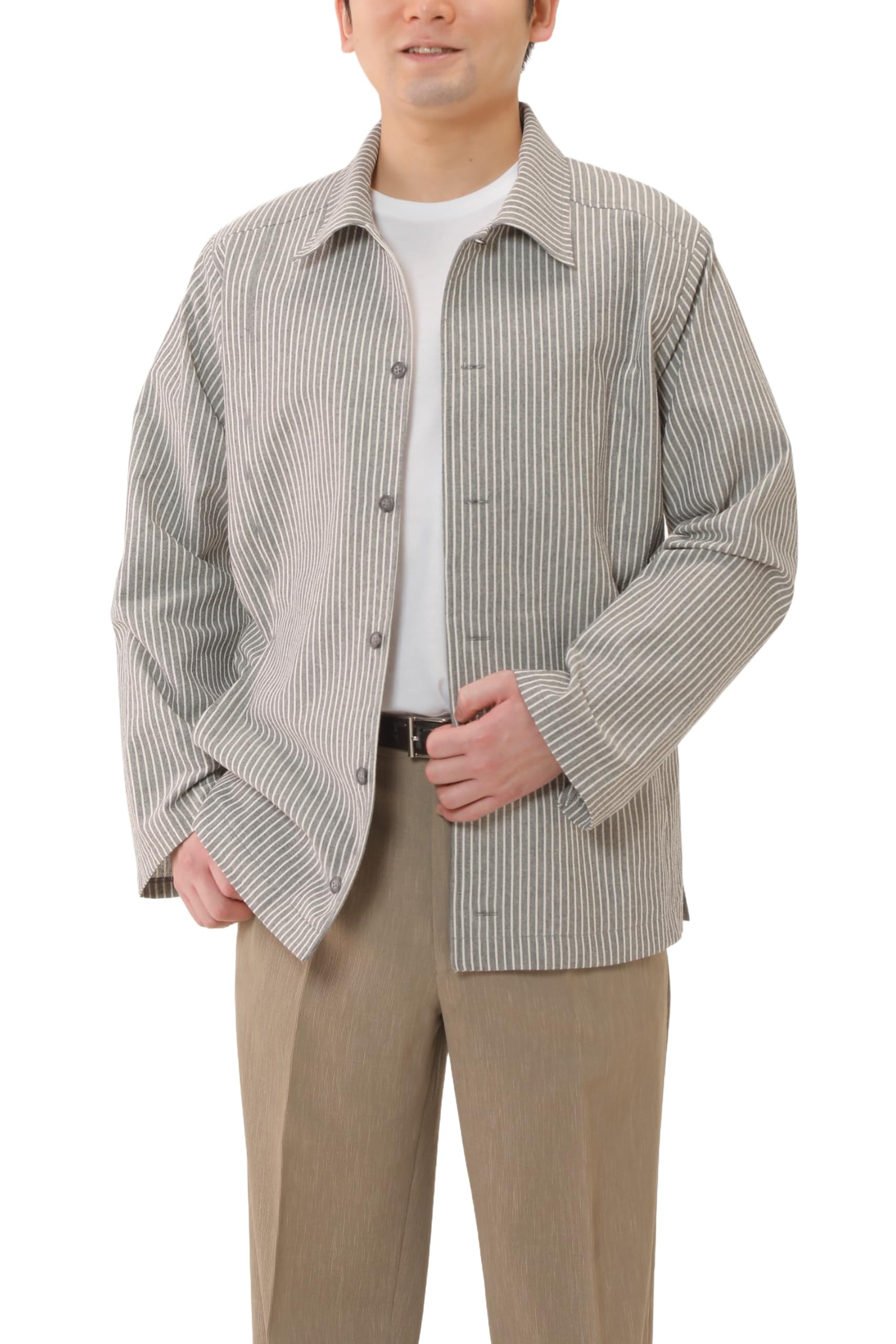 

Little Island Shirt Made in 6 Machine Washable Men s Shijira-Style Jacket, 100% Cotton, Japan, Pockets, Yarn-Dyed, (Black/M) чёрный