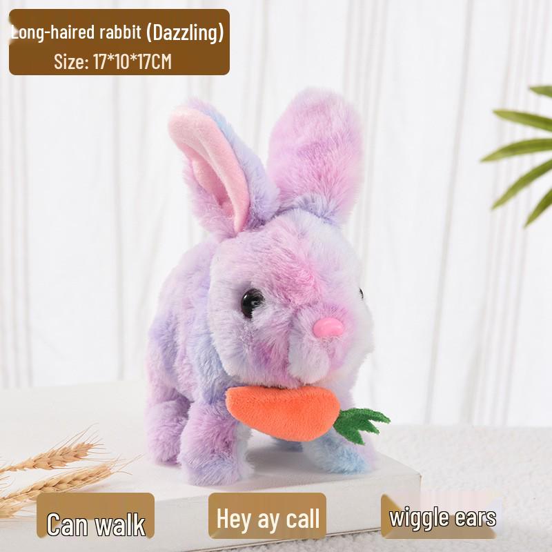 Interactive White Plush Rabbit Toy: Walks, Cries, and Moves Ears