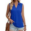 Women's Fashion Casual Lapel Sleeveless Color Shirt Women's V-Neck Up Tops