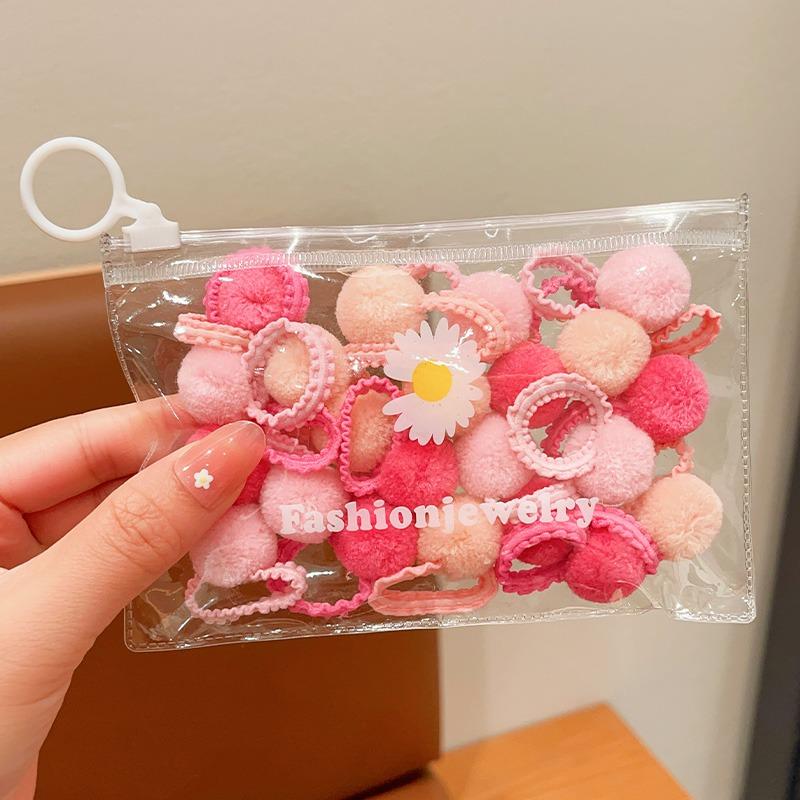 20Pcs Cute Hairball Scrunchie Set Children Girls Kids Baby Elastic Hair Rubber Bands Accessories Tie Hair Ring Rope Headdress