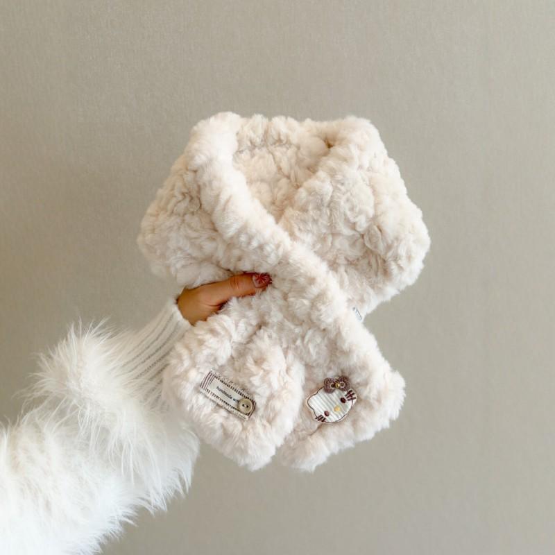 Womens Faux Rabbit Fur Scarf Cute Kitten Cross Thick Warm Neck Warmer Fashionable All-match