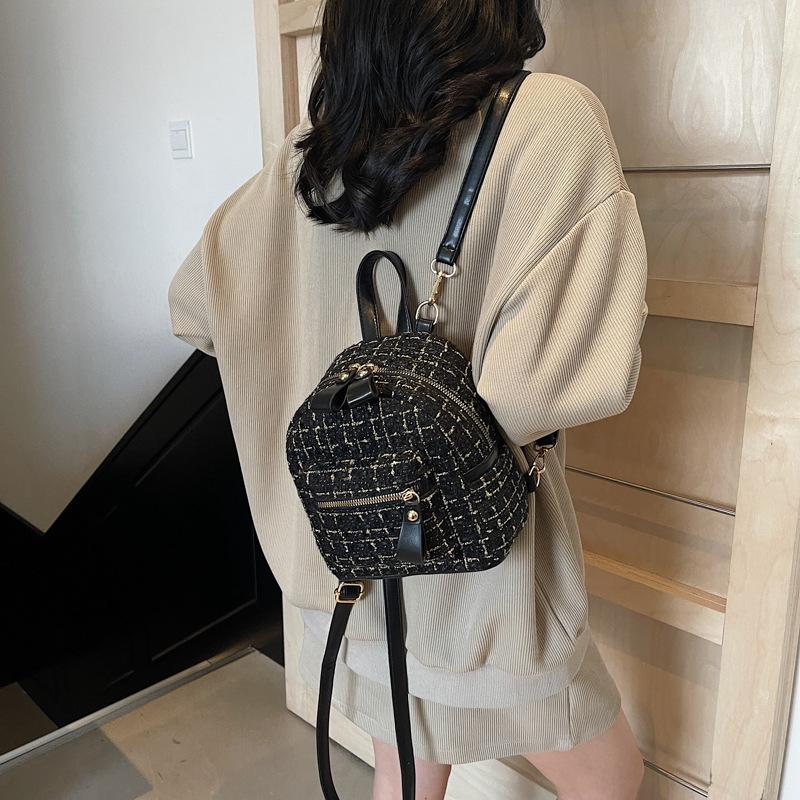 Fashion Versatile Premium Sense Lightweight Backpack Women's Summer New Commuter Bag Plaid Small Backpack