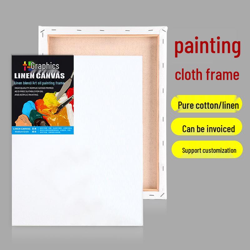Round Solid Wood Oil Painting Frame with Linen Cotton Canvas