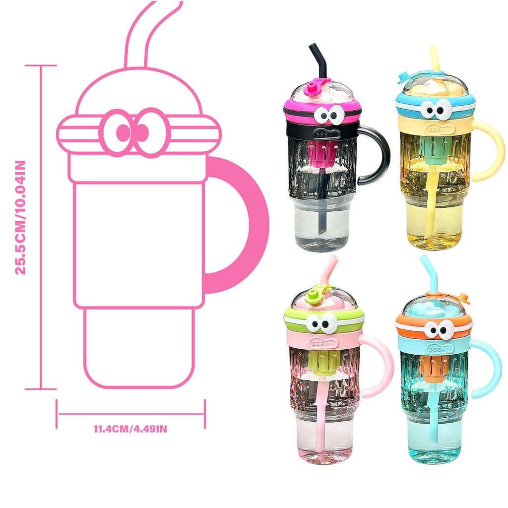 Silicone Straw Cup Large Capacity Water Bottle with Handle Multipurpose Beverage Container Portable Girls Drinkware