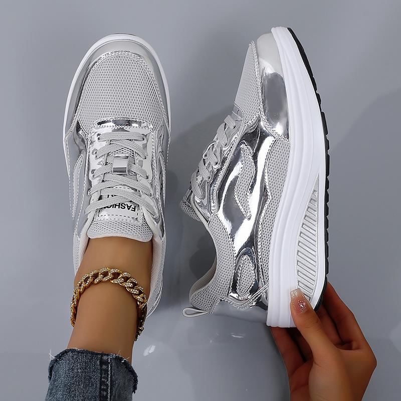 Neue Schüttelsohle Atmungsaktive Freizeitsneaker Outdoor Vielseitig Atmungsaktiv Leichtgewichtige Dicksohlige Schuhe für Damen