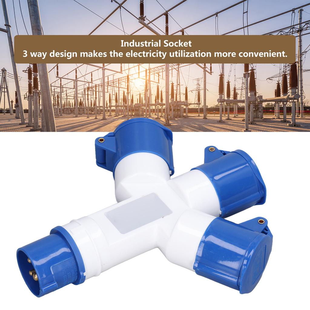 Industrial Socket Waterproof Electrical Connector 3 Way 16A Outlet for Indoor Outdoor