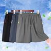 Men Summer Casual Shorts with Zipper Pockets Elastic Waist Drawstrings Wide Leg Running Fitness Beach Short Pants