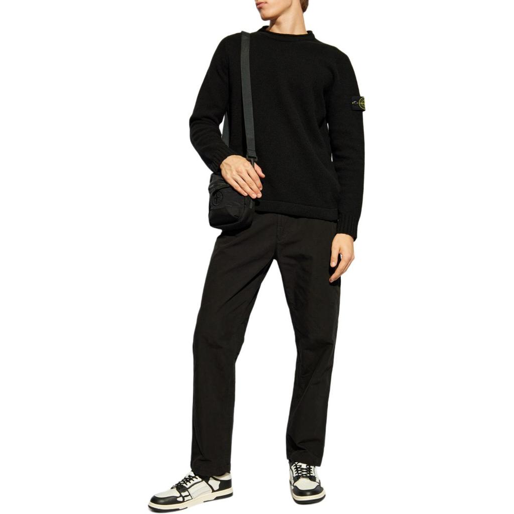 Stone Island Lambs Wool Crewneck Black Men Tops 8115568A3-V0029