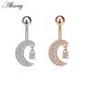 Alisouy 1pc Zircon Sexy Long Belly Ring Star Sun Moon Heart Navel Piercing Surgical Steel Women Belly Button Ring Navel Jewelry