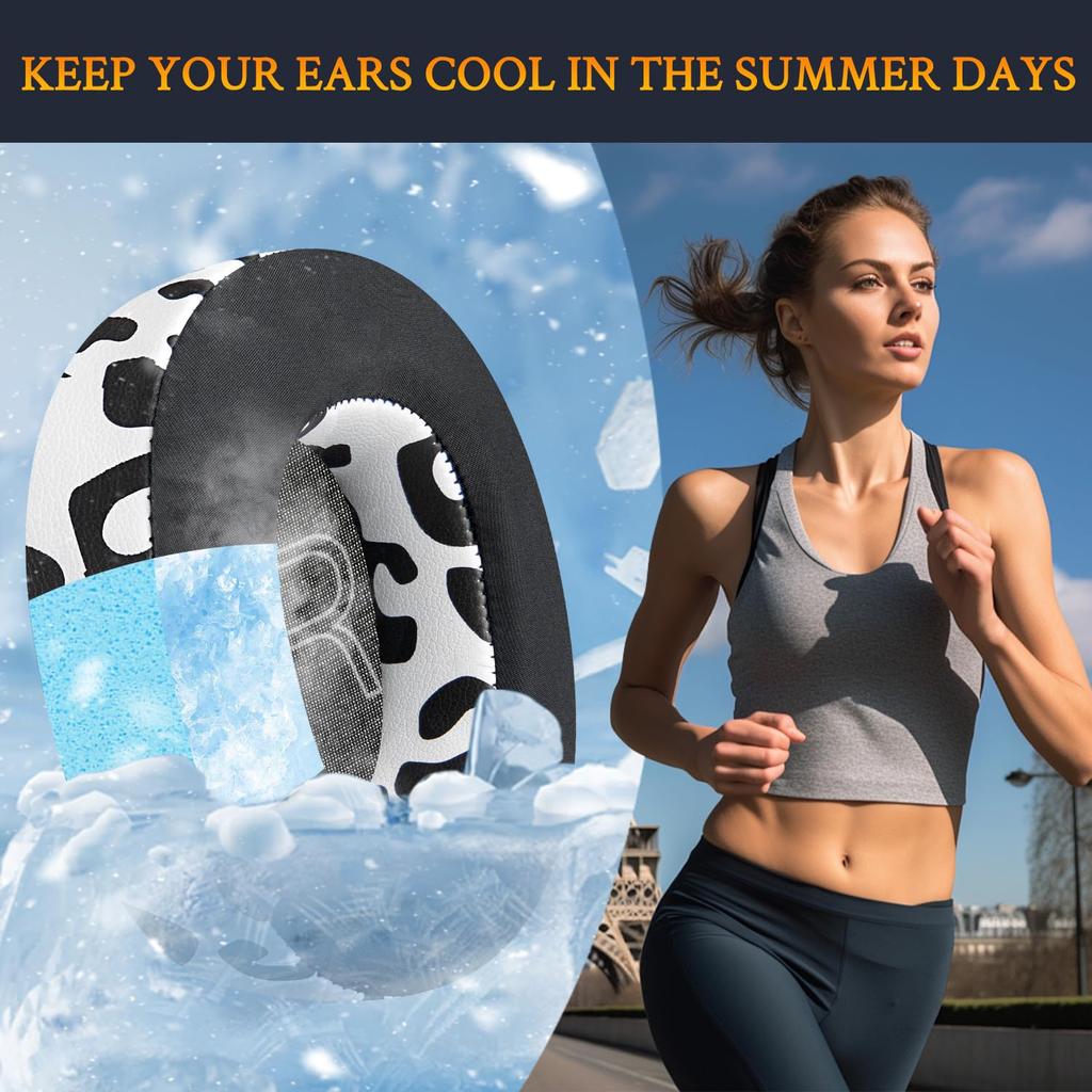 SOULWIT Cooling Gel Ear Pads for Steelseries Arctis Nova Pro Nova Replacement Ear Steelseries Headset Foam Head Thick Cooling Pads Snow Leopard Print