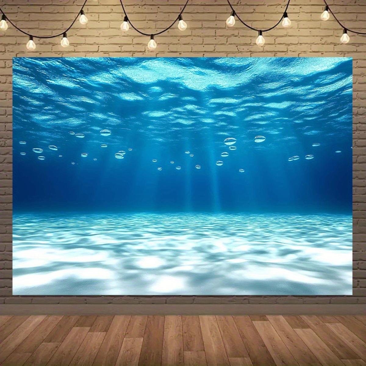 2D flat banner 1pc - Giant party banner of underwater wonders - Ocean-themed background, featuring sharks 100x150cm