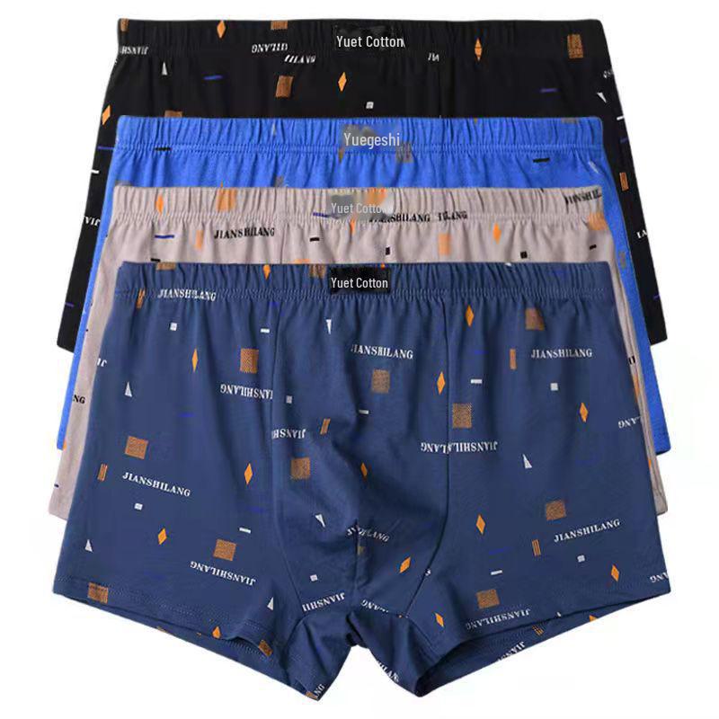 Herrkalsonger i 100 % bomull, Plusstorlek, Mellanhög midja, Andningsbara, Svettabsorberande, Ungdomlig stil