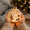 Winter Theme Party Favors Lighted Christmas Ornaments, 3D Miniature Scene Hanging Balls with Warm LED Light, Cute Festive Home Desktop Decorations