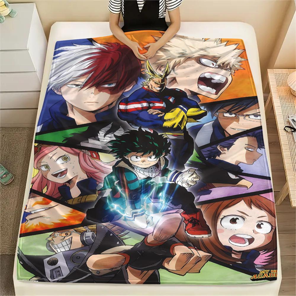 1Pc My Hero Academia Print Flannel Blanket, High Quality Comfortable for All Seasons, Home Decor, Warmth and Comfort, Perfect for Christmas Gifts