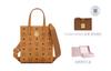 MCM Klassik Classic Monogram All-Print Leather Trim Tote Bag Shoulder Bag Mini Women's Brown Patchwork