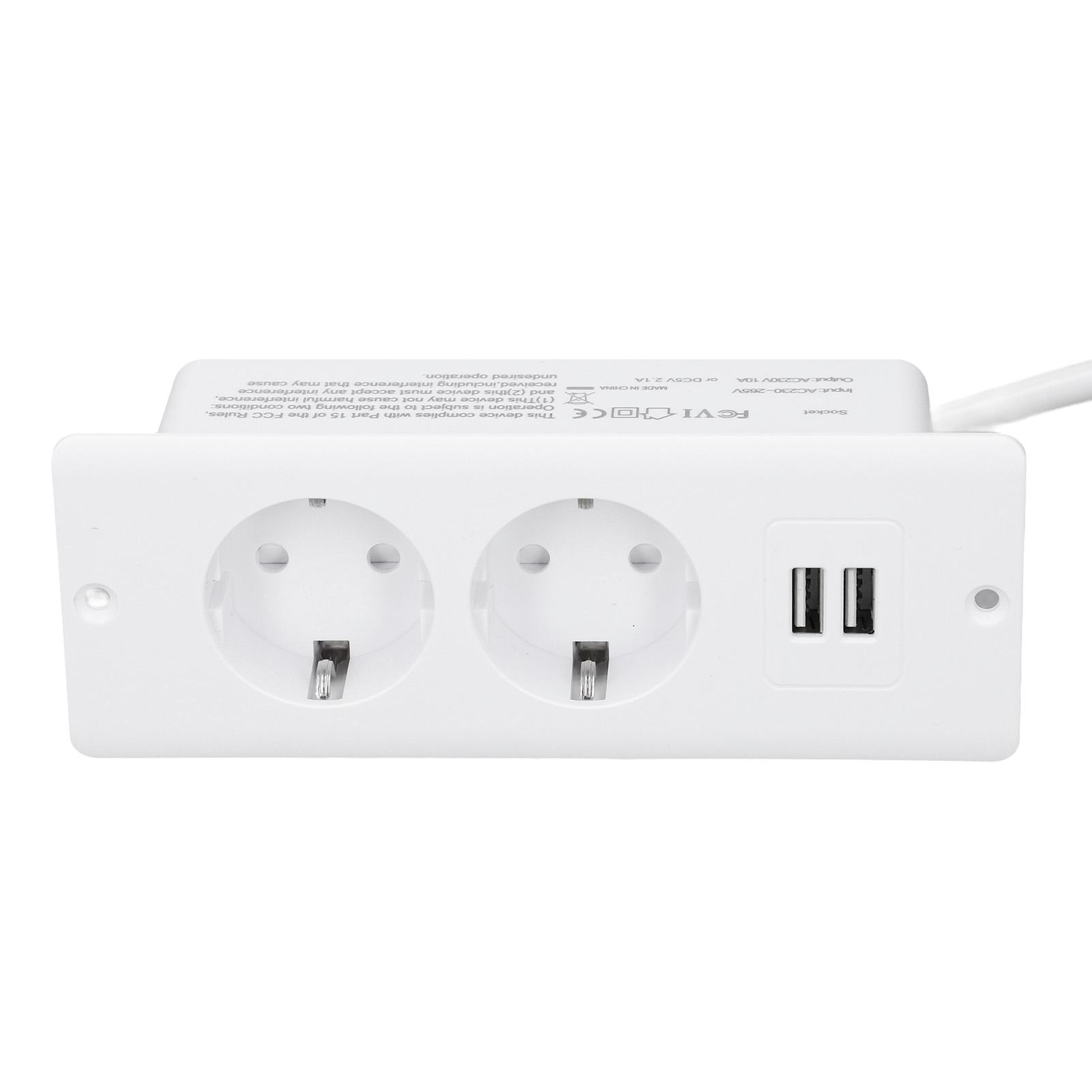 

Вбудована розетка 2 порти USB 2 10A Врізна настільна розетка Настільний блок живлення з кабелем 1,5 м