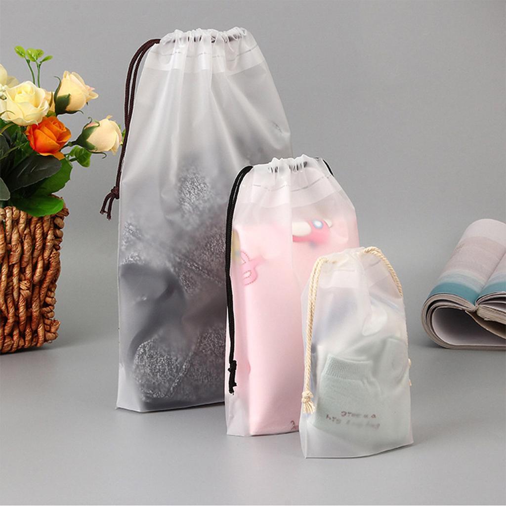 1Pc Transparent Pocket Drawstring Storage Bag for Travel Shoe Towel Organizer Bag Matte Dustproof Waterproof Grocery Storage Bag