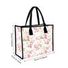 Elegant Pink Rose Print Tote Bag Fashion Casual Large Capacity Portable Canvas Handbag for Daily Shopping