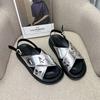 Butterfly buckle cross belt platform sandals women's new summer casual versatile flat beach Roman shoes