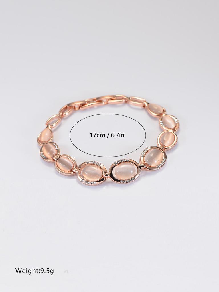 Women's Rose Gold 18K Cat's Eye Stone Bracelet Jewelry