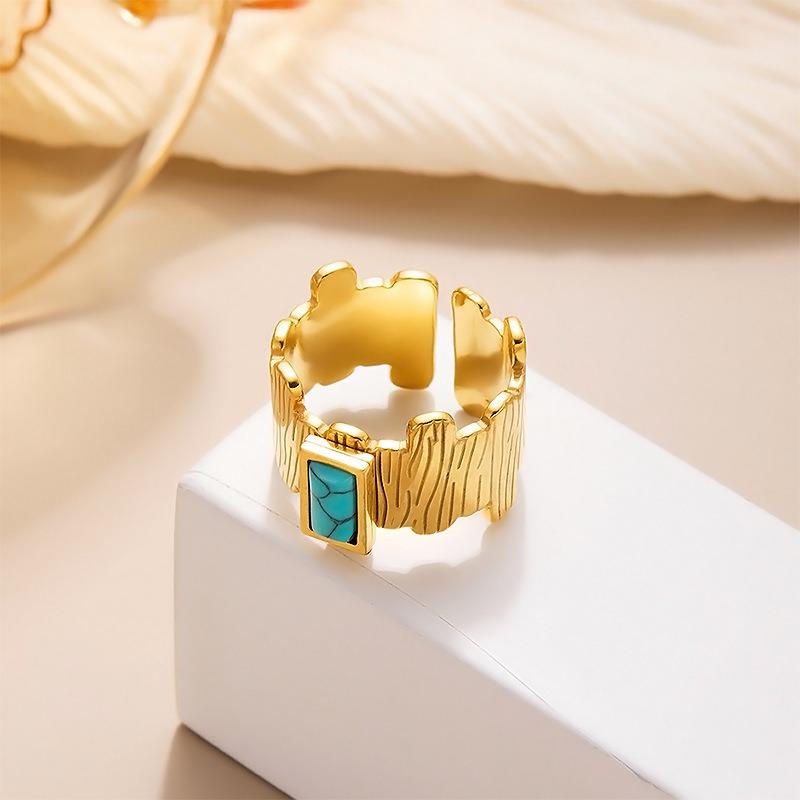 Europäischer und amerikanischer Titanstahlring mit Blumenöffnung, vergoldeter High-End-Zeigefingerring, farbenfroher, vielseitiger Ring, Schmuckgeschenk