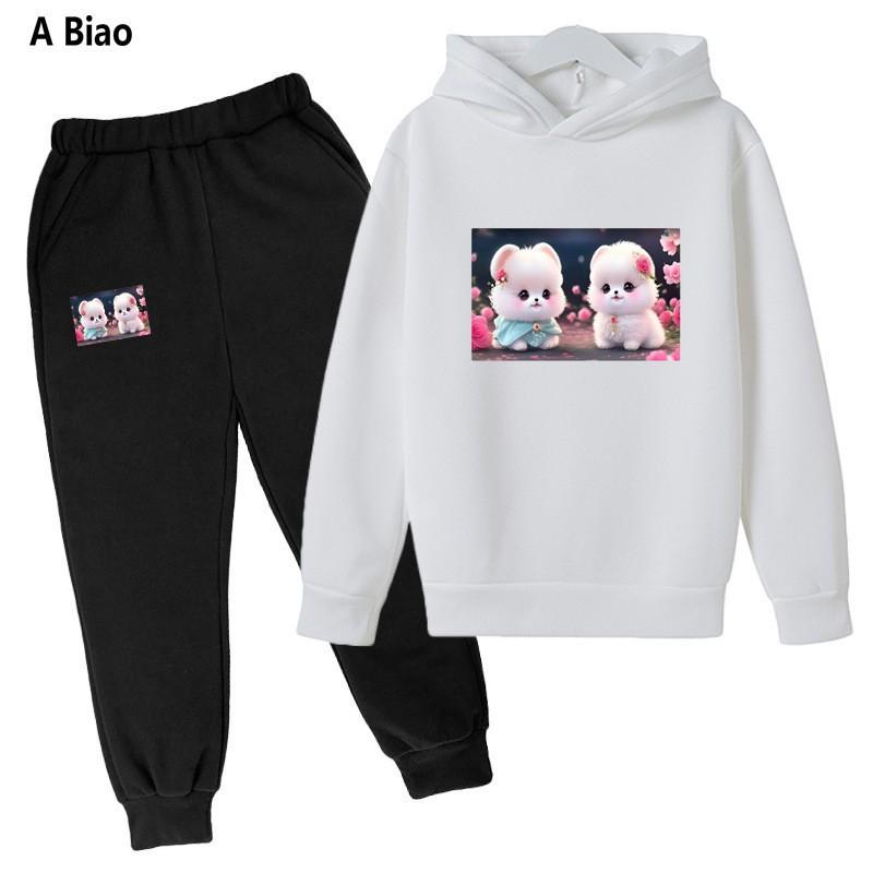 Children's fleece suit hooded children's clothing hip-hop casual spring and autumn suit