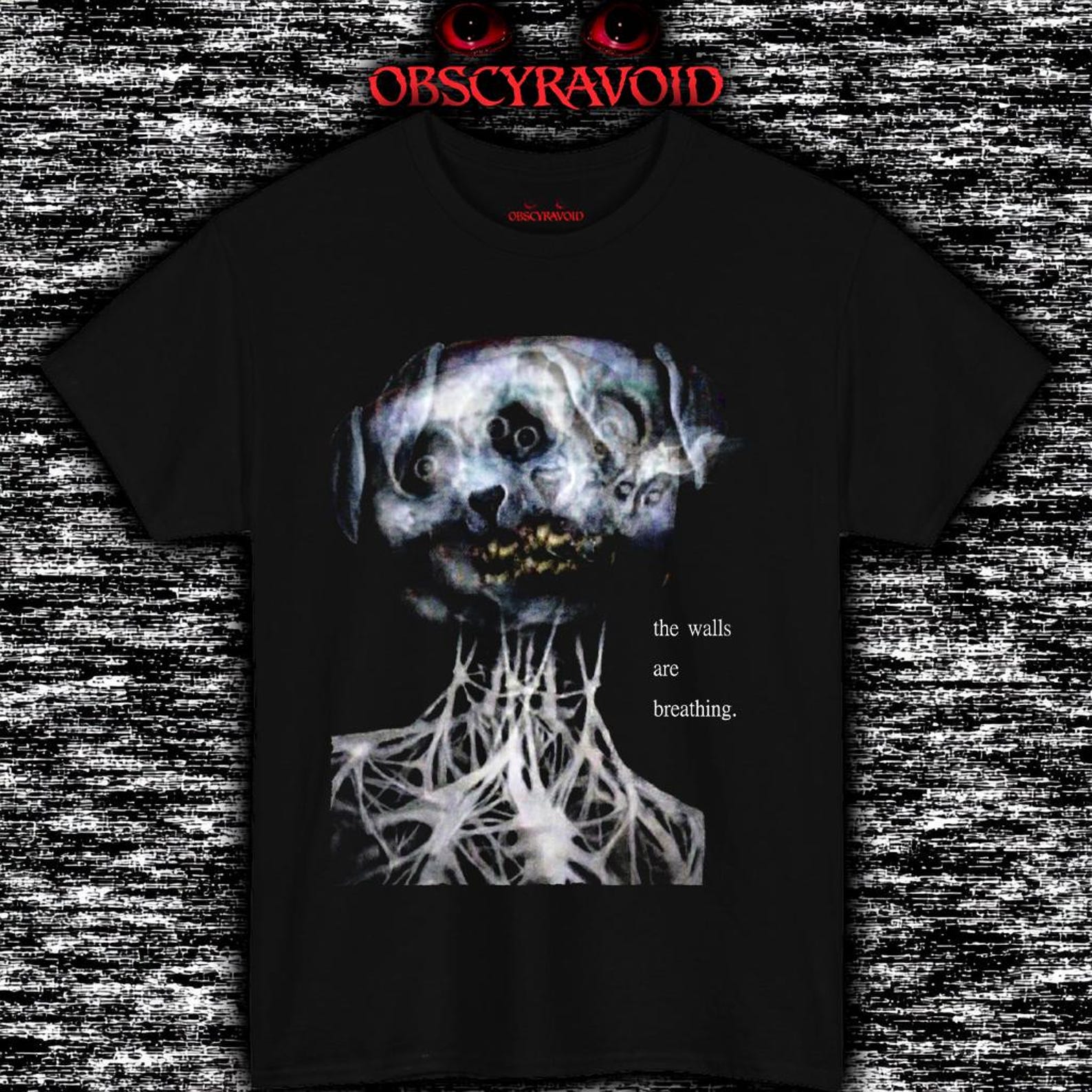 The Walls Are Breathing T-Shirt Analog Horror Tee, Creepy Glitch Face Shirt S