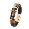 Vintage Handwoven Black Leather Bracelet with High Quality Metal Buckle Suitable for Men\'s Personalized Charm Wristband Jewelry