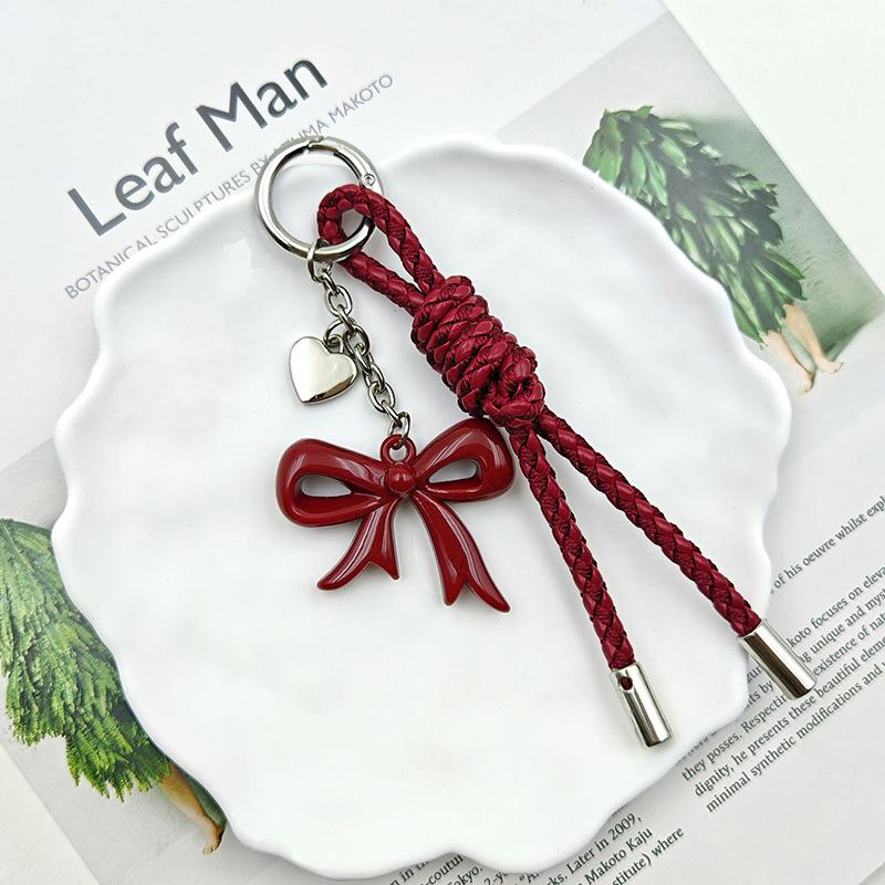 Creative Bow, Heart-Shaped Woven Rope, Bag Decoration Pendant, Keychain Accessory