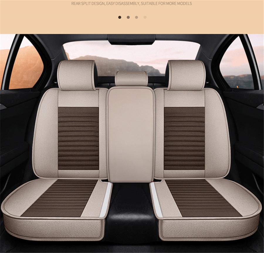 Fabric Buckwheat Shell Car Seat Covers Four Seasons Universal For 5 Seats Surrounded Waterproof PU Leather...
