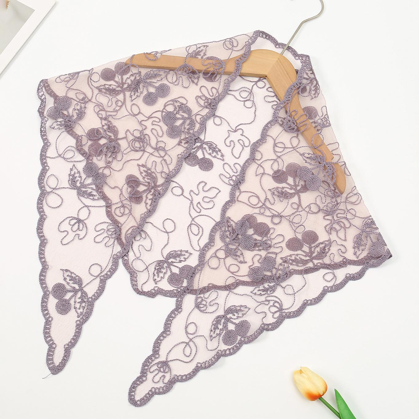 

Кружевная вышивка Треугольный шарф Женский Цветочные шали Головной платок Церковная молитвенная шаль Свадебная фата Элегантная бандана Шарфы