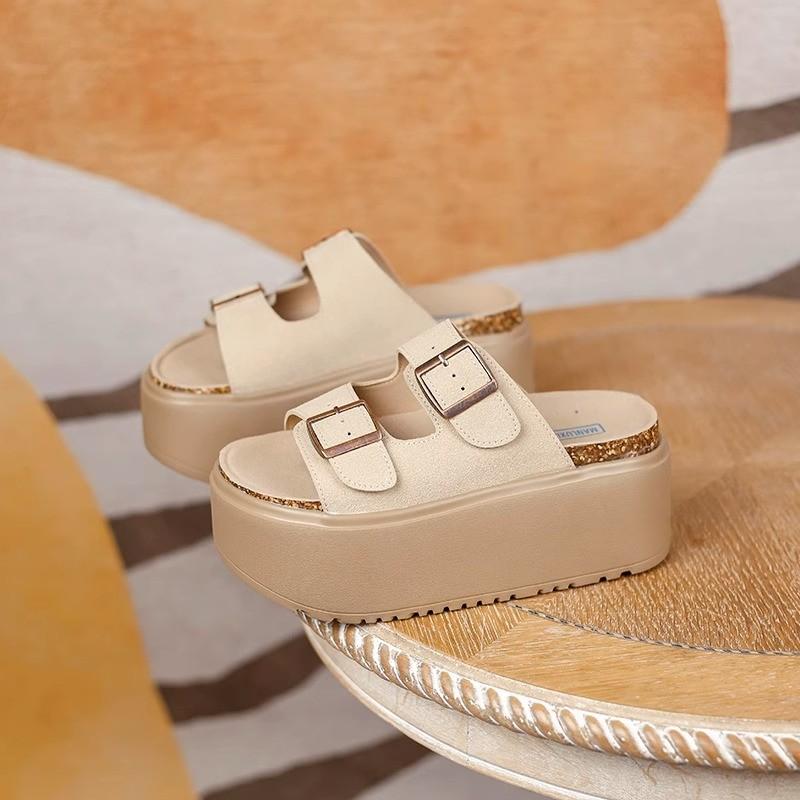 Thick-soled Slippers for Women's Summer Outer Wear 2025 New Popular Small Man Increases Height Soft-soled One-pedal Birkencool Slippers