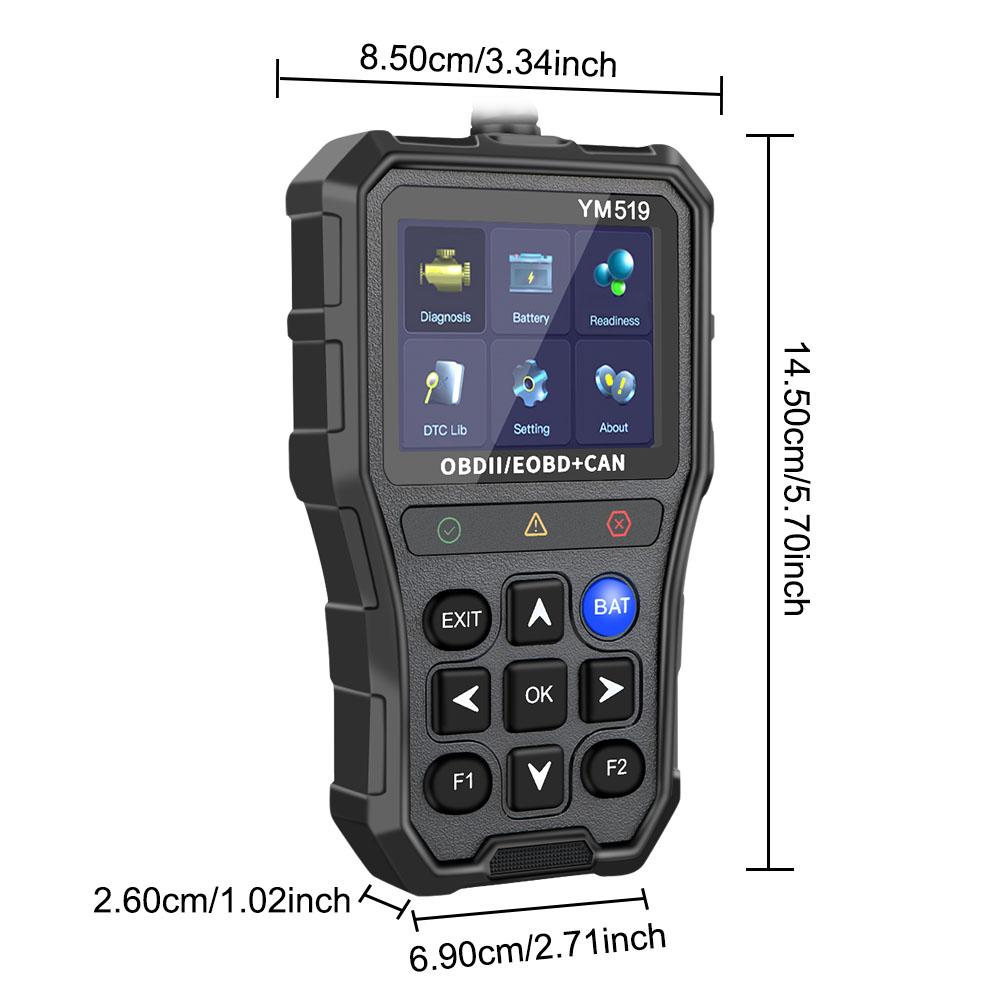 Multi-language Read Vehicle Information Car Diagnostic Tool OBD2 Code Reader Fault Code Scanner Code Reader YM519 Battery Tester Check Engine System