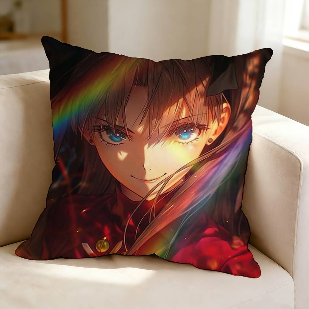 FFate Stay Night Anime RRin Tohsaka  Square DoubleSided printed Pillow Case Bedroom Bedside Pillow Sofa Cushion Cover