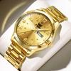 OPK 8176 Man Watch Steel Strap Waterproof Luminous Date Week Classic Digital Dial Simple Business Quartz Wristwatches for Men