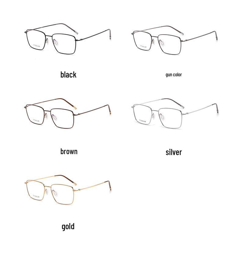 Autumn 8501 Pure Titanium Unisex Retro Square Anti-Blue Light Glasses with Myopia/Plano Lenses.