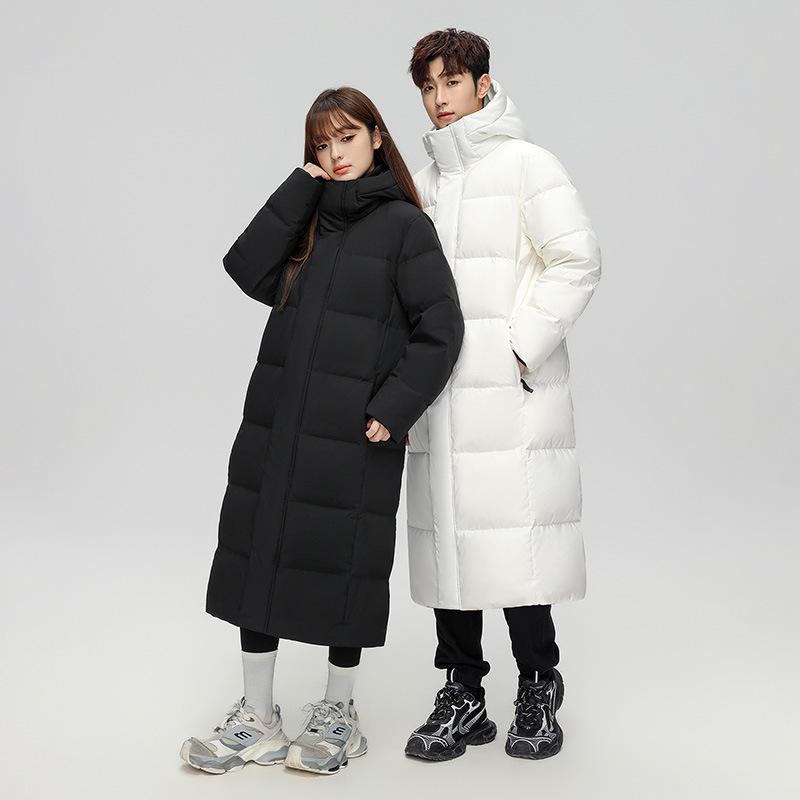 Unisex Long Winter Down Jacket, 50% White Duck Down, Dual-Opening Design, Warm & Stylish, Di Family Style.