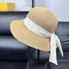 Big Edge Straw Hat Women's Summer Beach Top Hat Dome Sunscreen Sun Hat Elegant Ribbon Basin Hat Bucket Hat