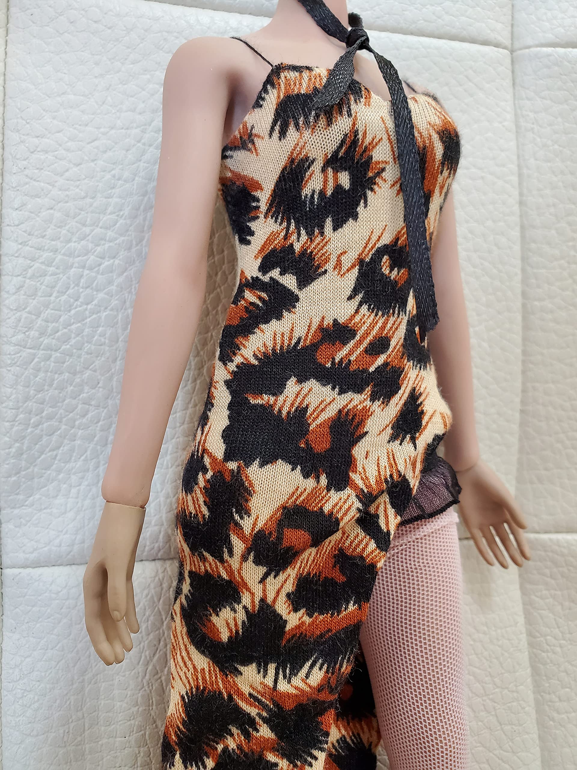 

[TOYBARJAPAN] Аксессуары для фигурок масштаба 1/6: Сексуальное Красивое Женское Платье с Леопардовым Принтом, Нектар, Т-образная Спинка, Чулки и Туфли на Высоких Каблуках Комплект (Тело и