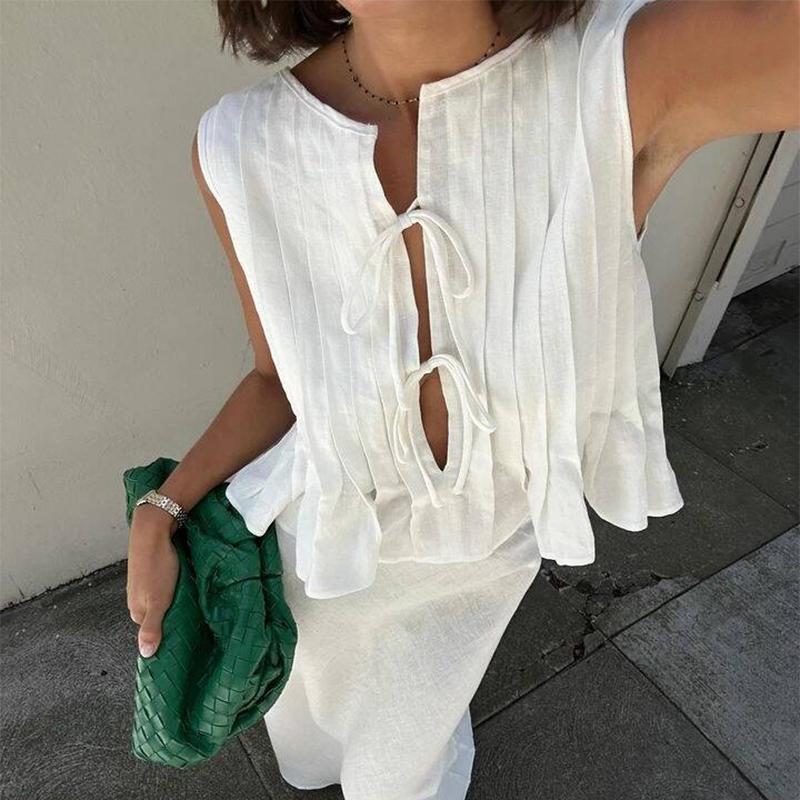 White Bandage Ribbed Sexy Tank Top Shirts Women Hollow Out Lace Up Sleeveless Slim Tops Hottie Summer Deep V Neck Street Sexy Beach Bandage Y2k Vest