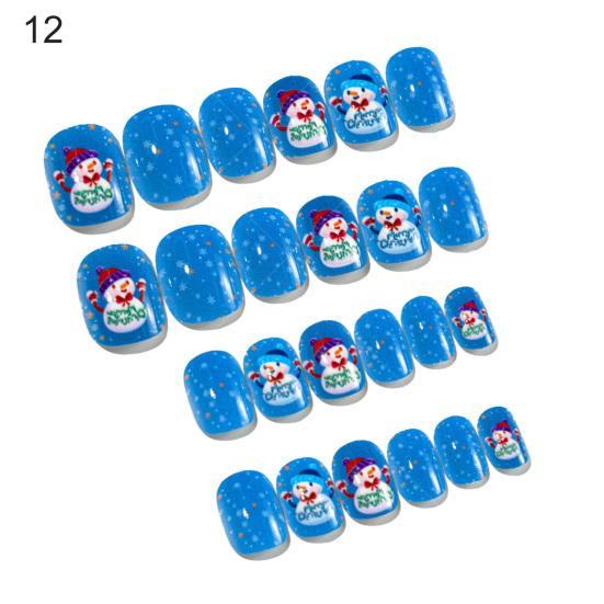 

24 шт./компл. самоклеящиеся портативные милые экологически чистые рождественские самоклеящиеся кончики для ногтей детские кончики для ногтей 12