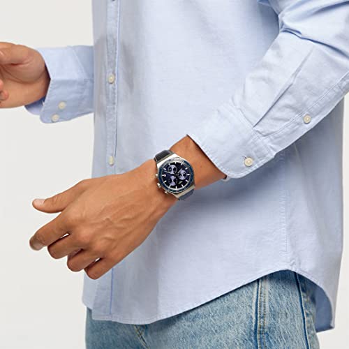 Swatch COBALT LAGOON New Irony Chrono YVS496 Men's Watch, Black