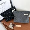 Large Capacity Jacquard Polka Dot Makeup Bag for Women, Fashion Travel Toiletry Pouch, Elegant Cute Cosmetic Organizer