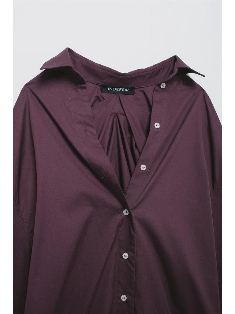 Women's 2024 Autumn Retro Loose Long Sleeve Solid Color Casual Shirt - European & American Style