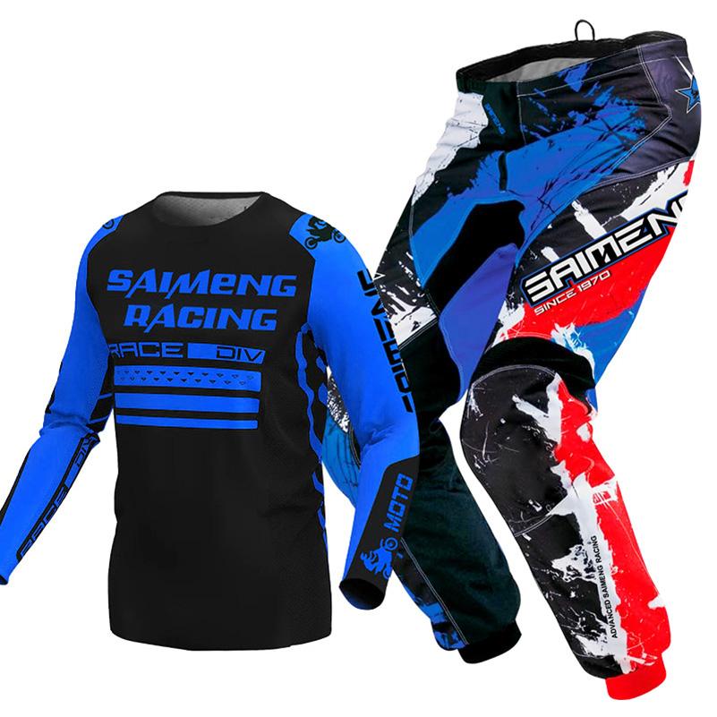 Conjunto de equipamento de motocross para crianças Kits de Jersey e Calça Juvenil criança verde Motocicleta preta 3 4 5 6 7 8 9 10 anos Fato de Off-road azul laranja Enduro cross menino menina