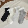Princess Socks Women Cotton Knitted Breathable Black White Gray Low Tube Socks JK Sweet Girl Lolita Kawaii Cute Ruffle Socks Sox