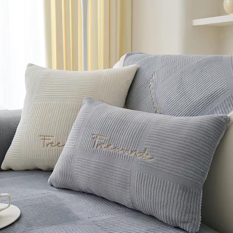 Thicken Plush Sofa Cushion Mat Non Slip Modern Simplicity Sofa Towel Home Couch Winter Milk Plush Sofa Cover For Living Room