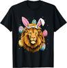 Lion Wearing Easter Bunny Ears Graphic Tee Cotton Short Sleeve Crew Neck Casual T-Shirt