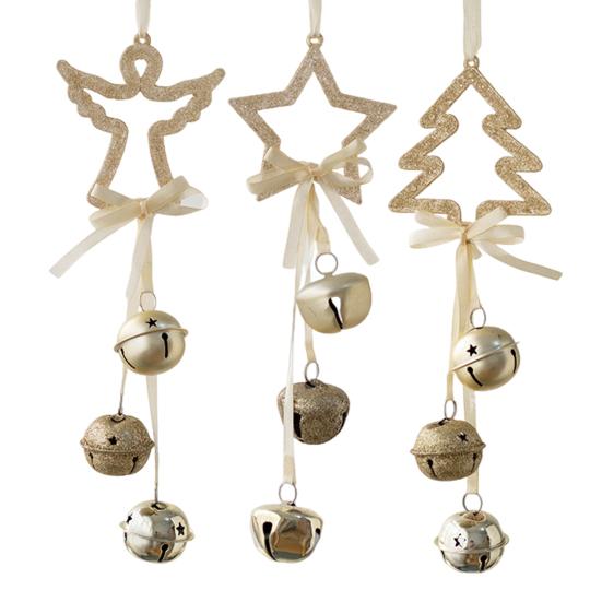 Christmas Pendant Decorative Star Bell Hanging Decoration Festive Atmosphere Indoor Outdoor Holiday Decor
